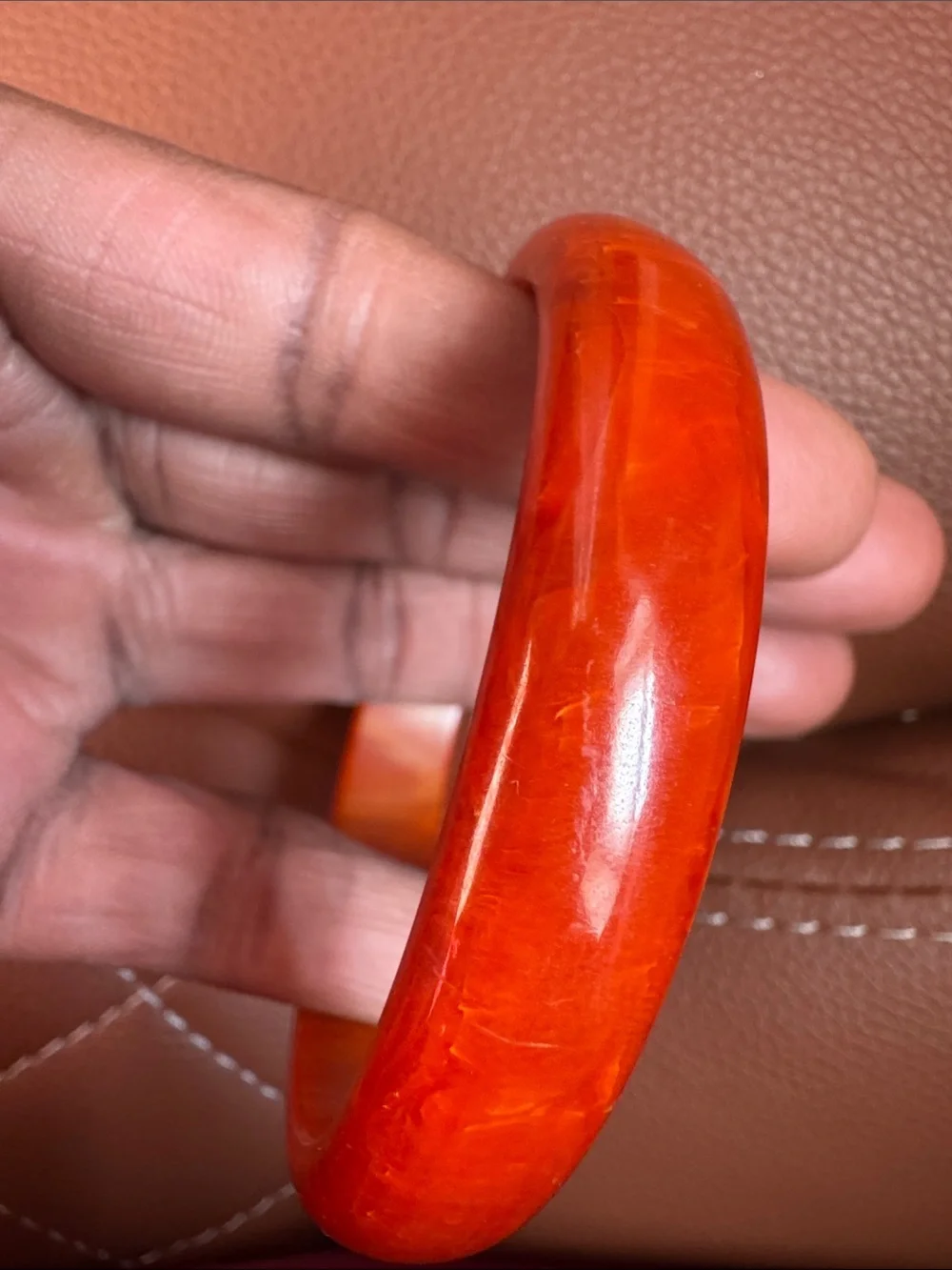 Red Cinnamon Swirl Bakelite Bangle Bracelet